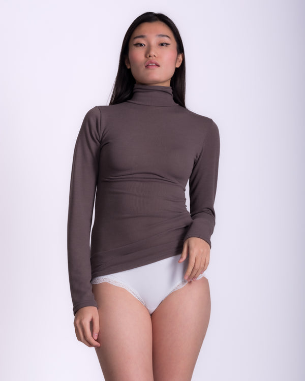 Women clothing autumn wool textured knit high-neck wool dolce vita sweater, with long sleeve