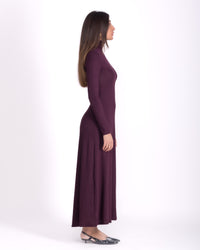 Women clothing autumn  wool textured Knit long Burgundy dress with long sleeve, high-neck dress, minimalist burgundy  dress